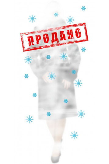 Украшенная песцом мутоновая шуба черного цвета